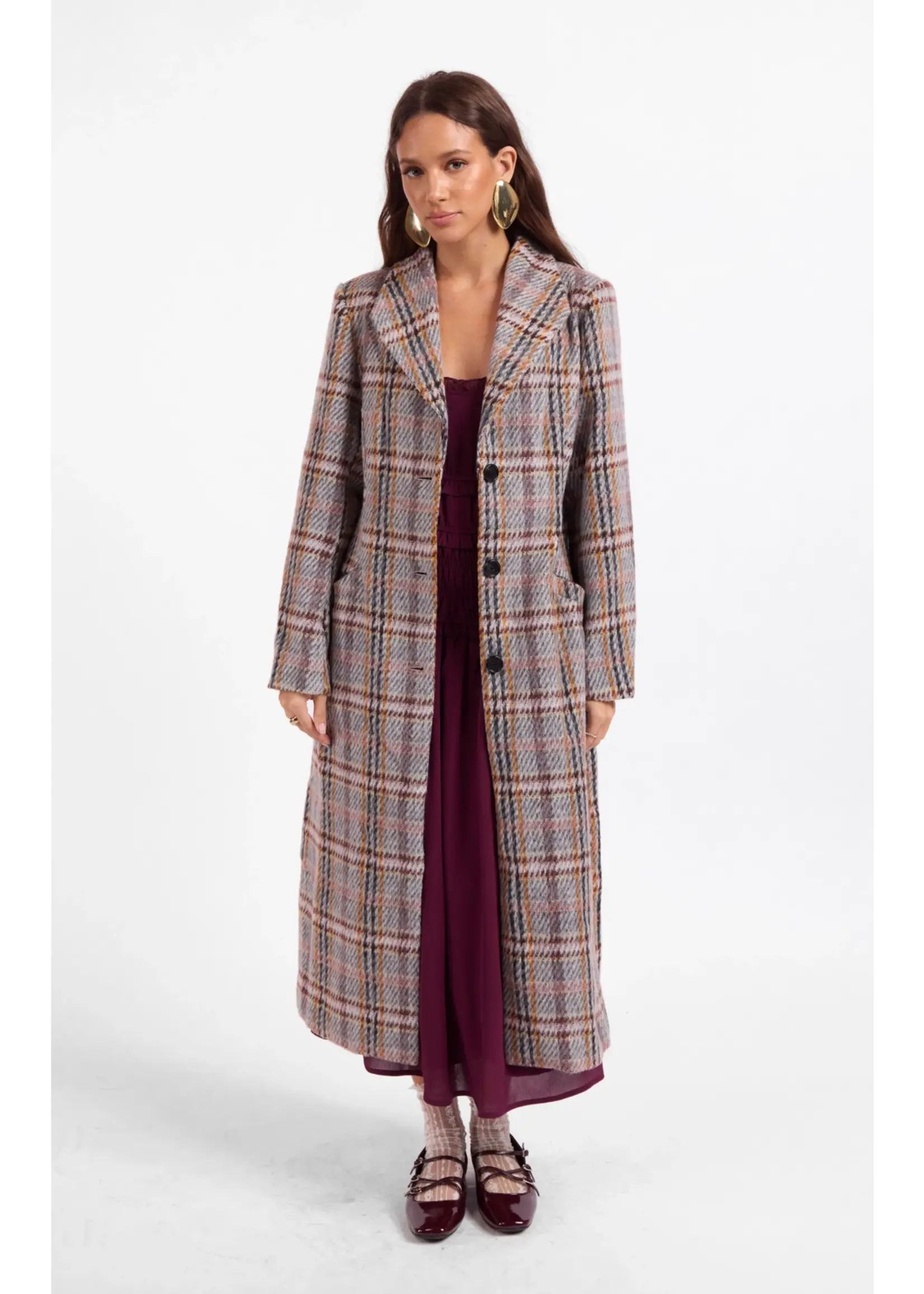 Sage The Label Flower Bed Plaid Coat - LJ3579