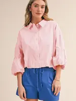 &Merci Button Down Bubble Sleeve Top - MTP3118