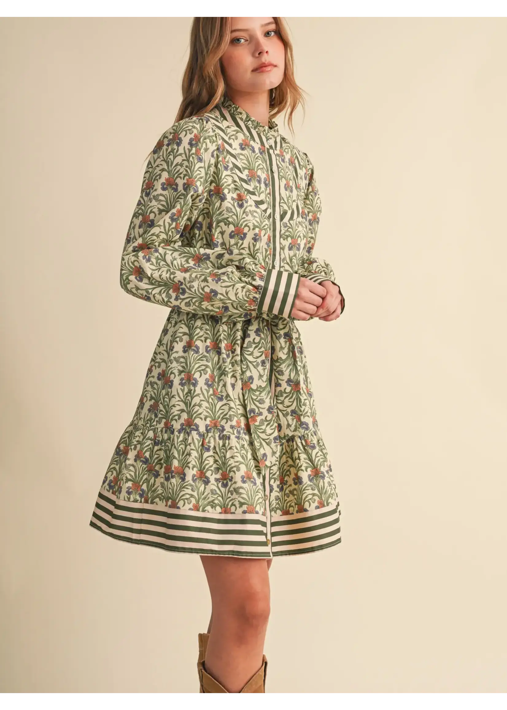 &Merci Floral Mini Dress w/ Collar - MDR5271