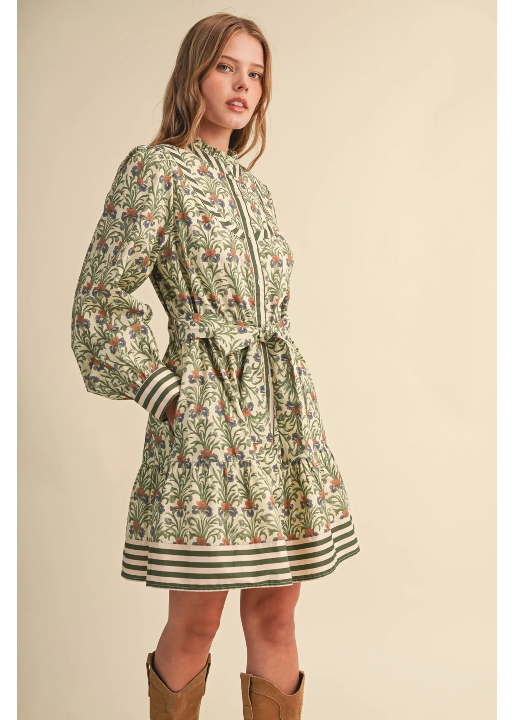 &Merci Floral Mini Dress w/ Collar - MDR5271