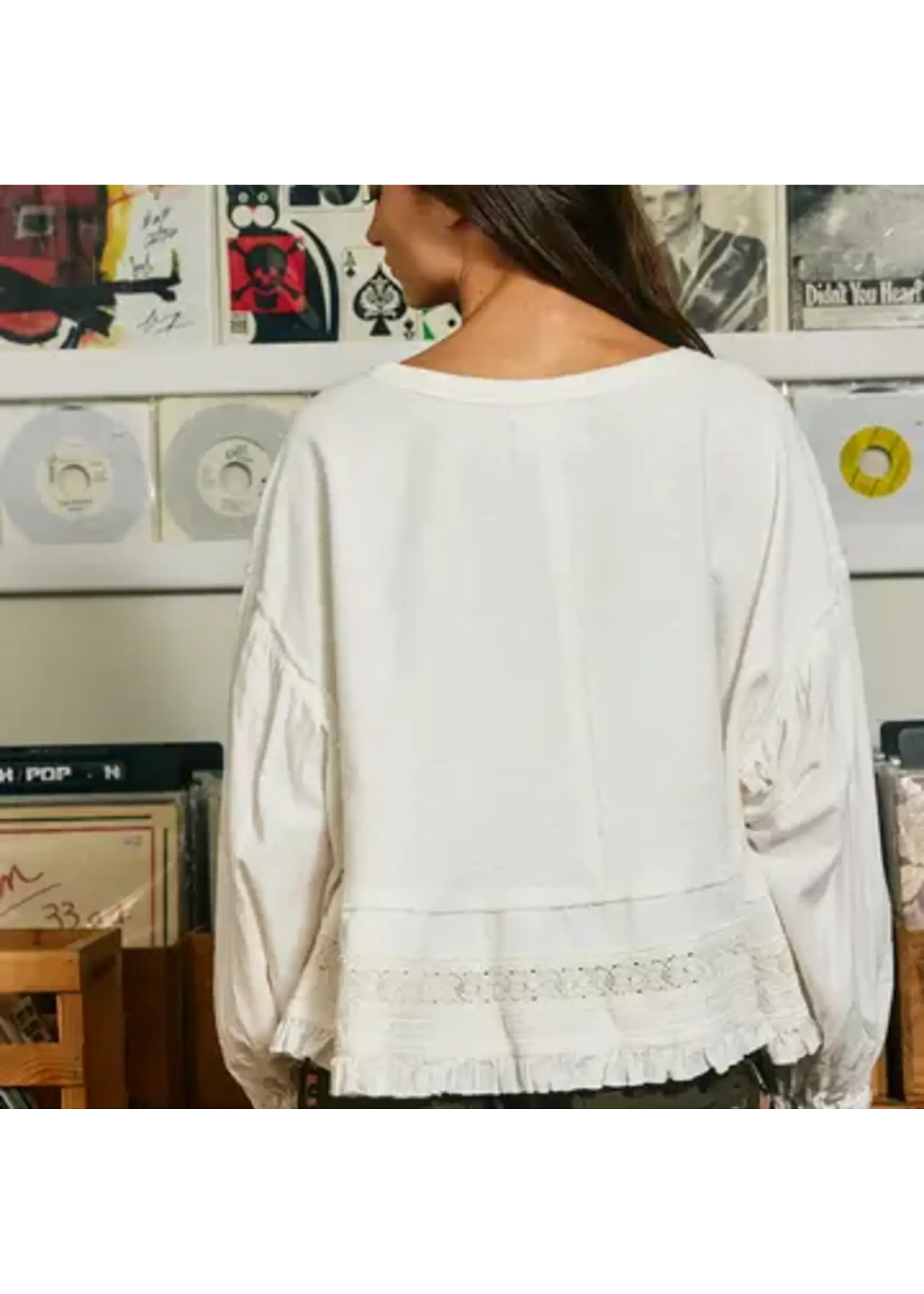 Bucketlist Lace Hem Cotton Pullover - IT3125