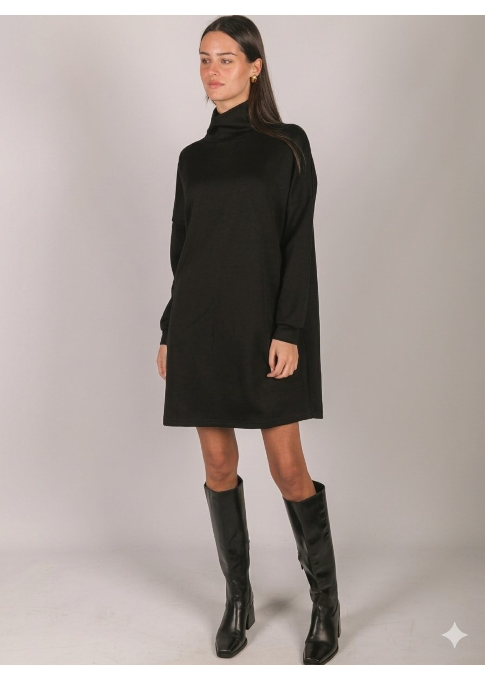 Before You Collection P. Cill Butter Modal LS Mockneck Mini Dress - PD30174-C
