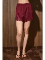 Le Lis Elastic Waist Mid Rise Lace Trim Shorts - SP3533