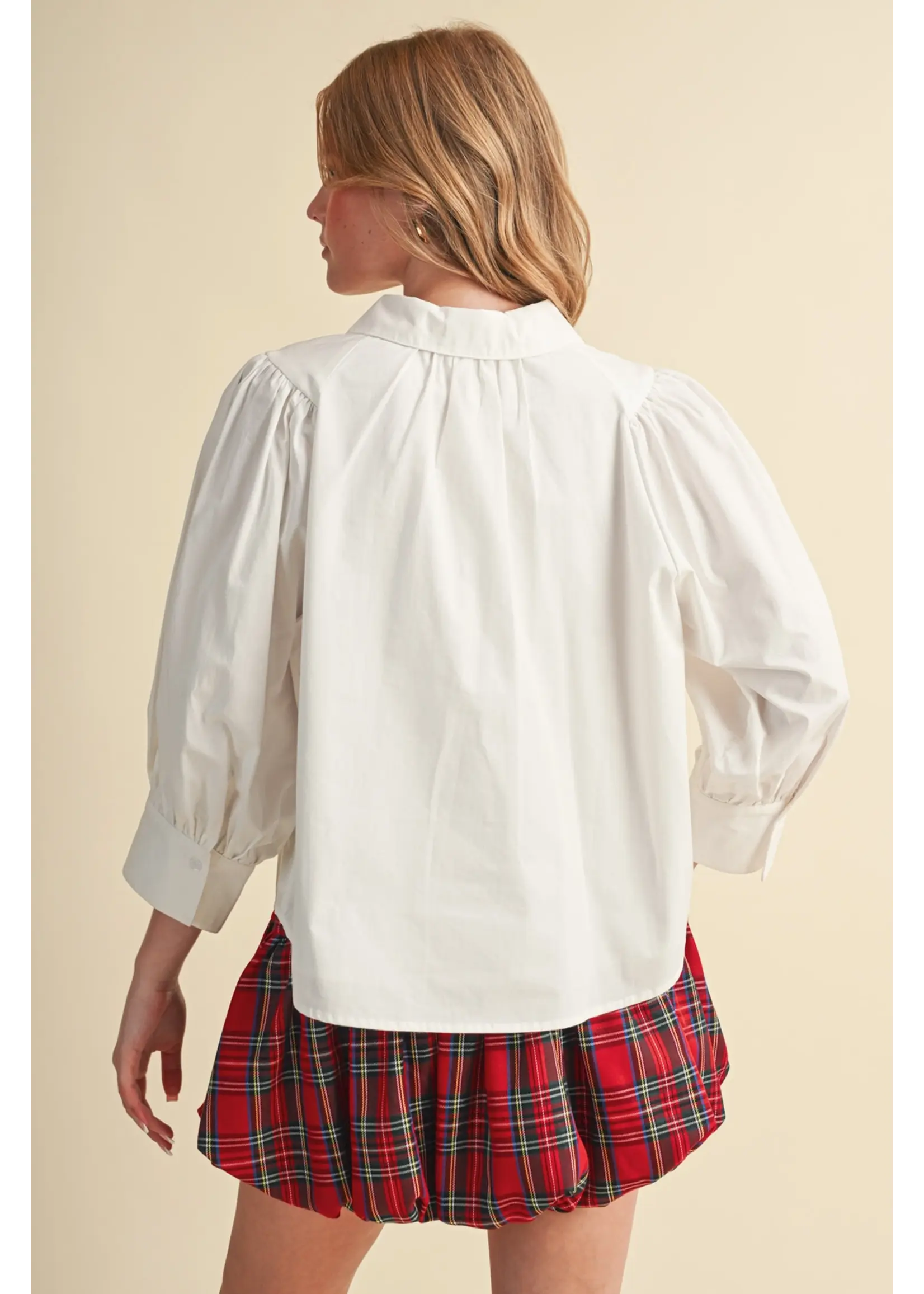 &Merci Puff Sleeve Button Down Top - MTP5145