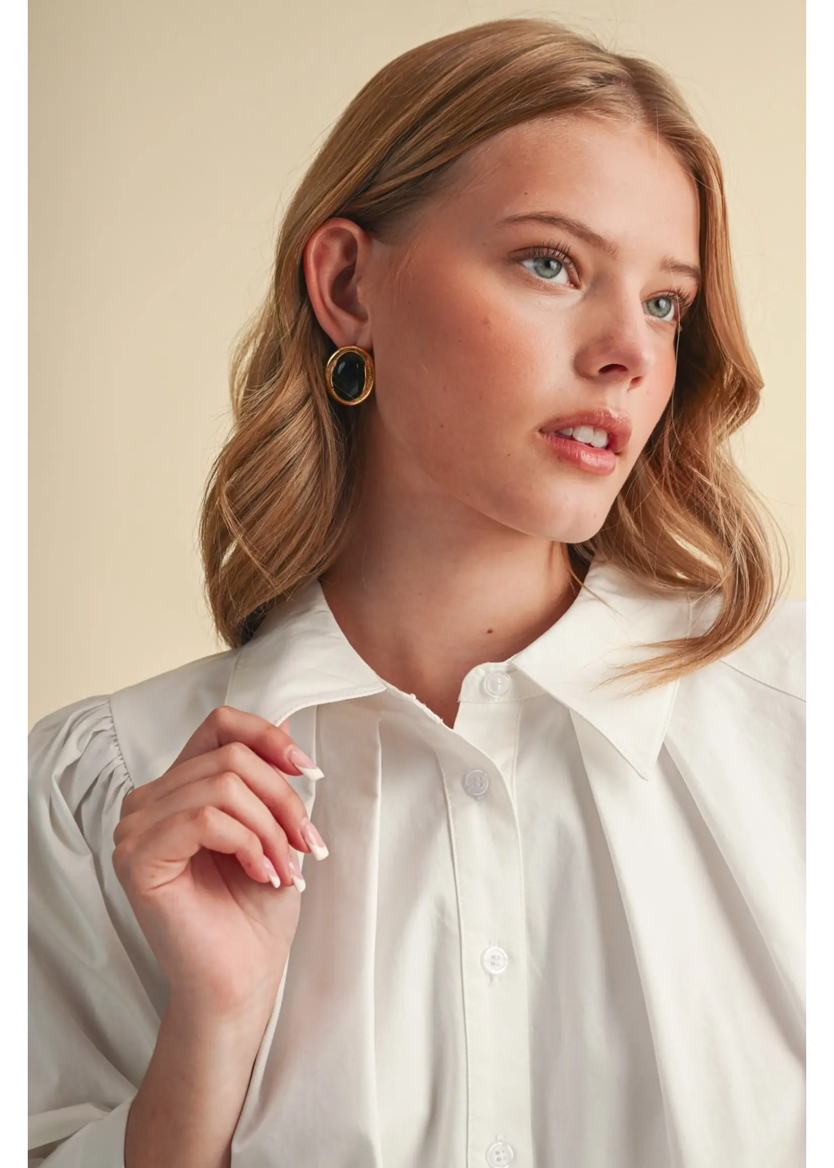 &Merci Puff Sleeve Button Down Top - MTP5145