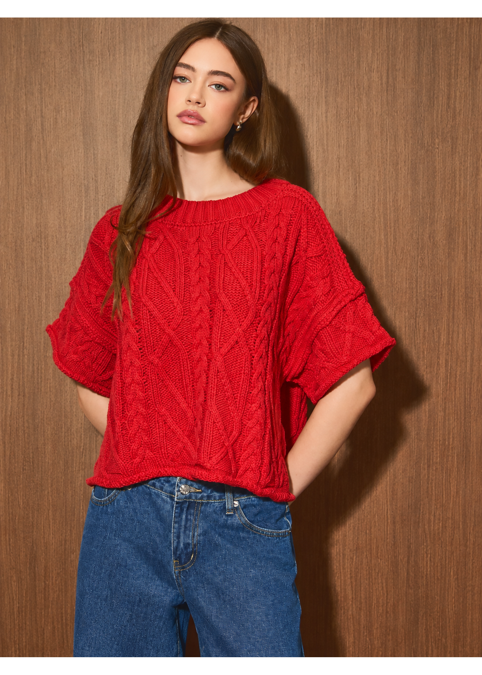 LeLis Round Neck Short Sleeve Knit Top - PWT6928