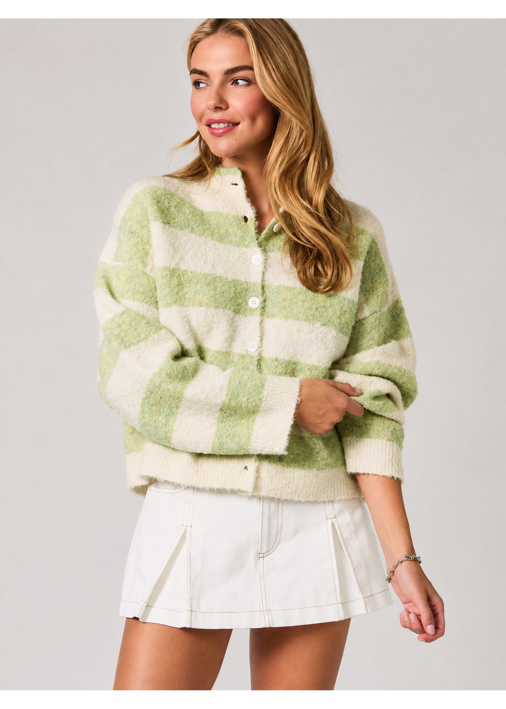 LeLis High Neck Striped Cardigan - SWJ3807