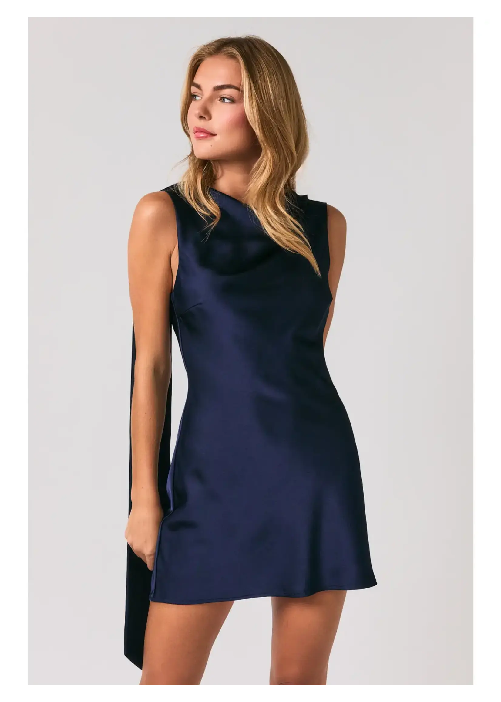 Le Lis Cowl Neck Scarf Satin Mini Dress - BD1605
