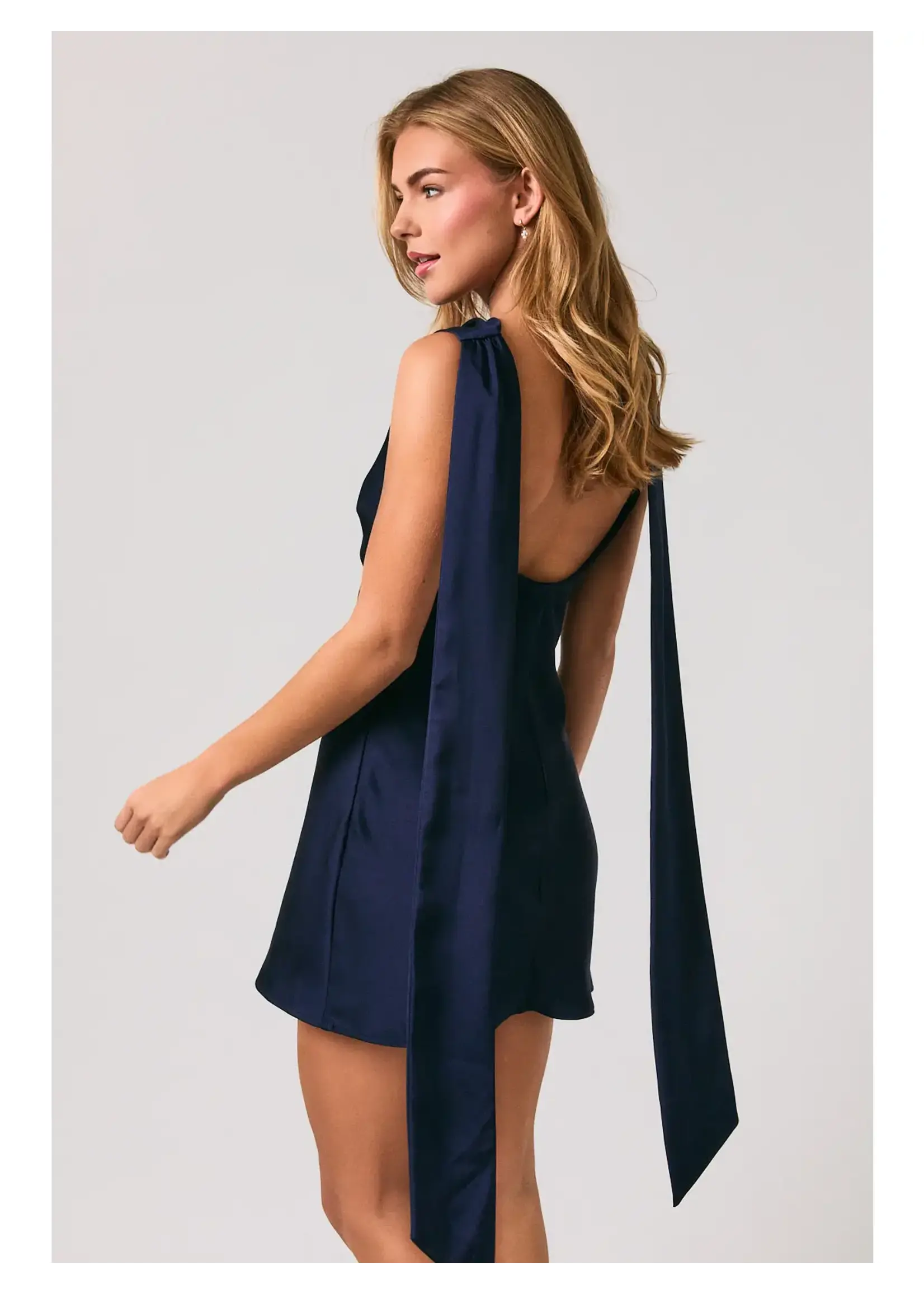 Le Lis Cowl Neck Scarf Satin Mini Dress - BD1605