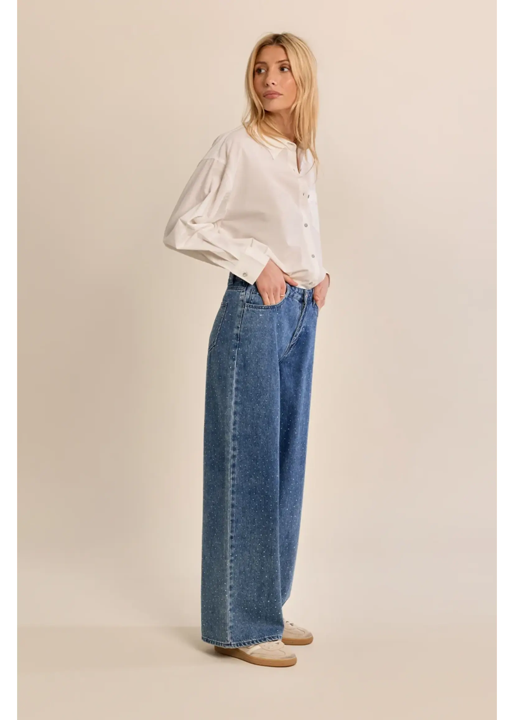 Molly Bracken Flared Rhinestoned Jeans - ES198EH
