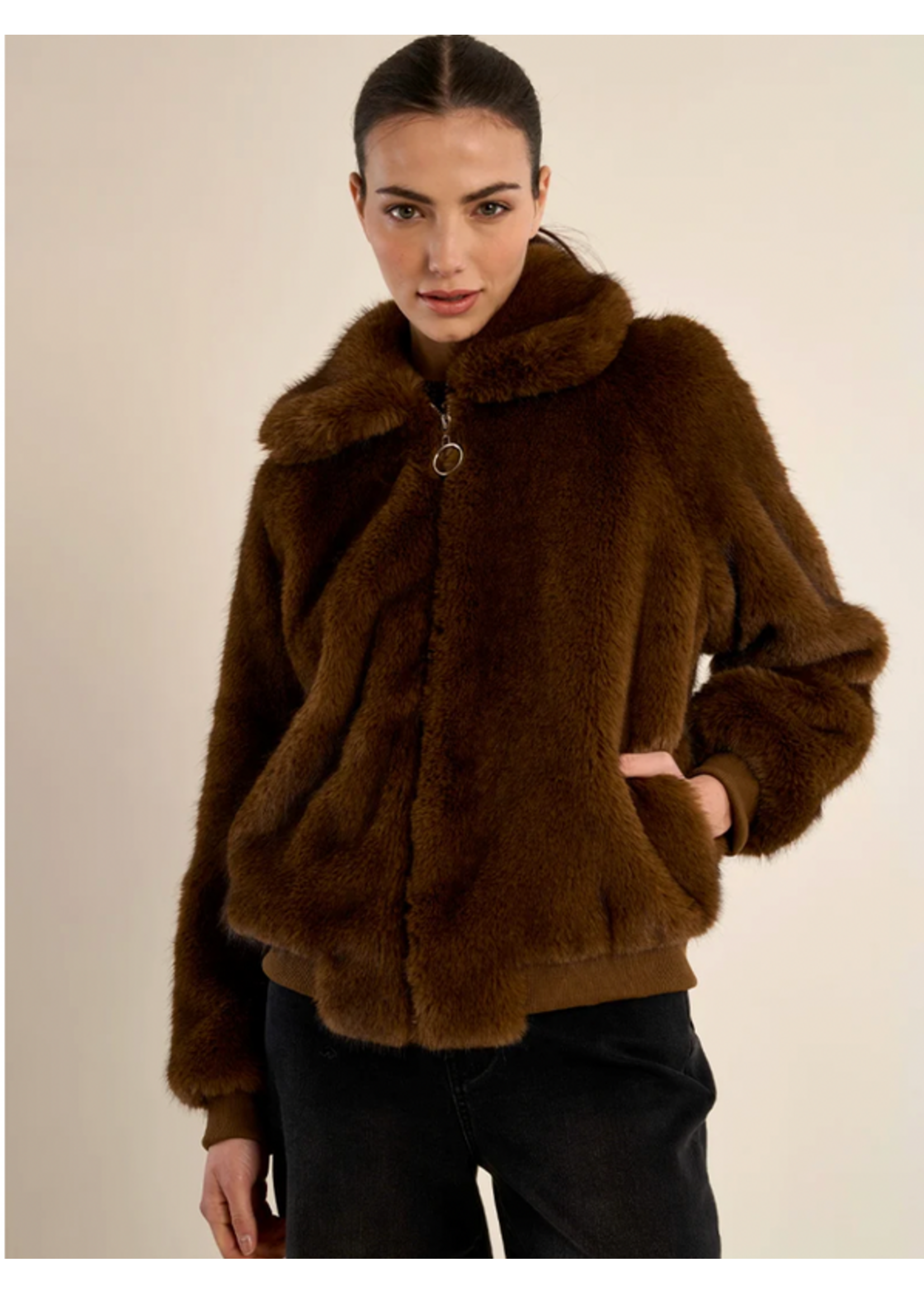 Molly Bracken Textured Jacket With Imitation Fur - P1813BEH