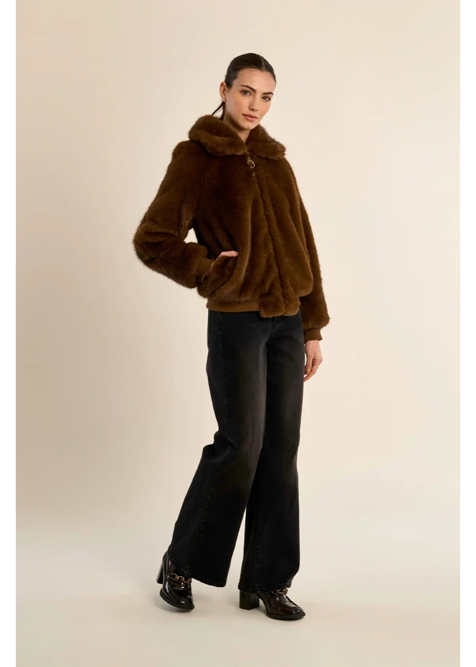 Molly Bracken Textured Jacket With Imitation Fur - P1813BEH