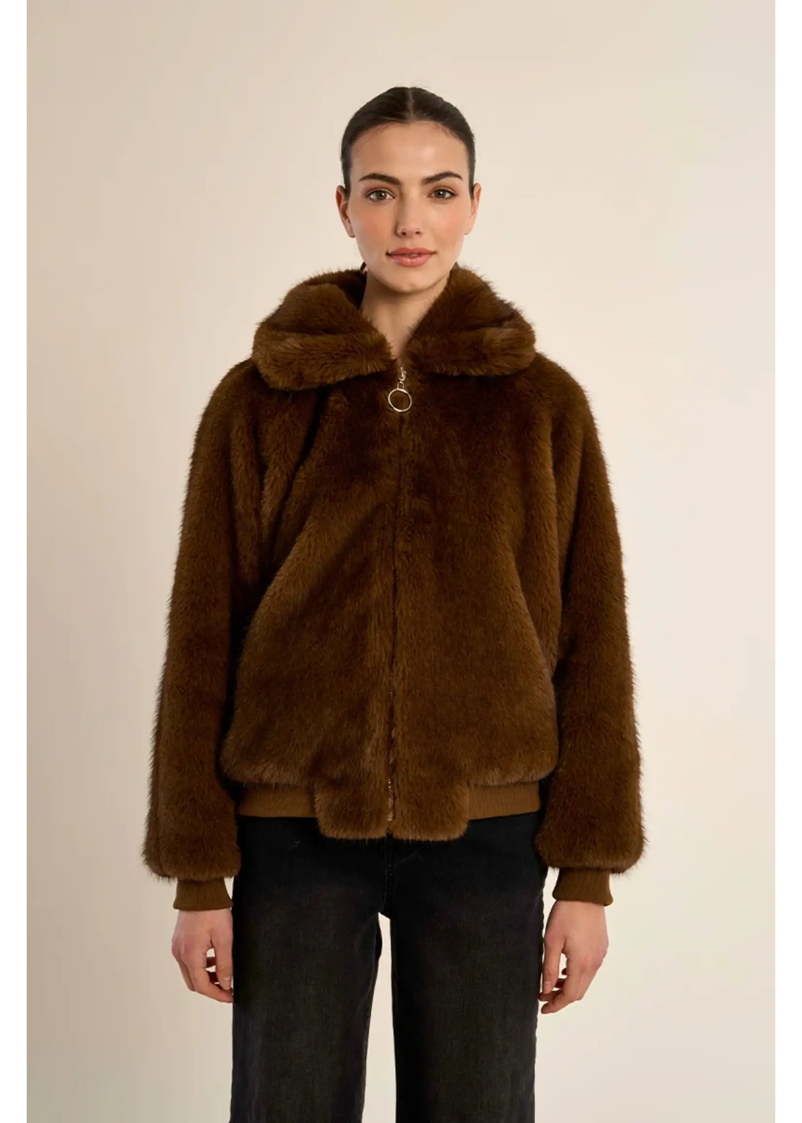 Molly Bracken Textured Jacket With Imitation Fur - P1813BEH