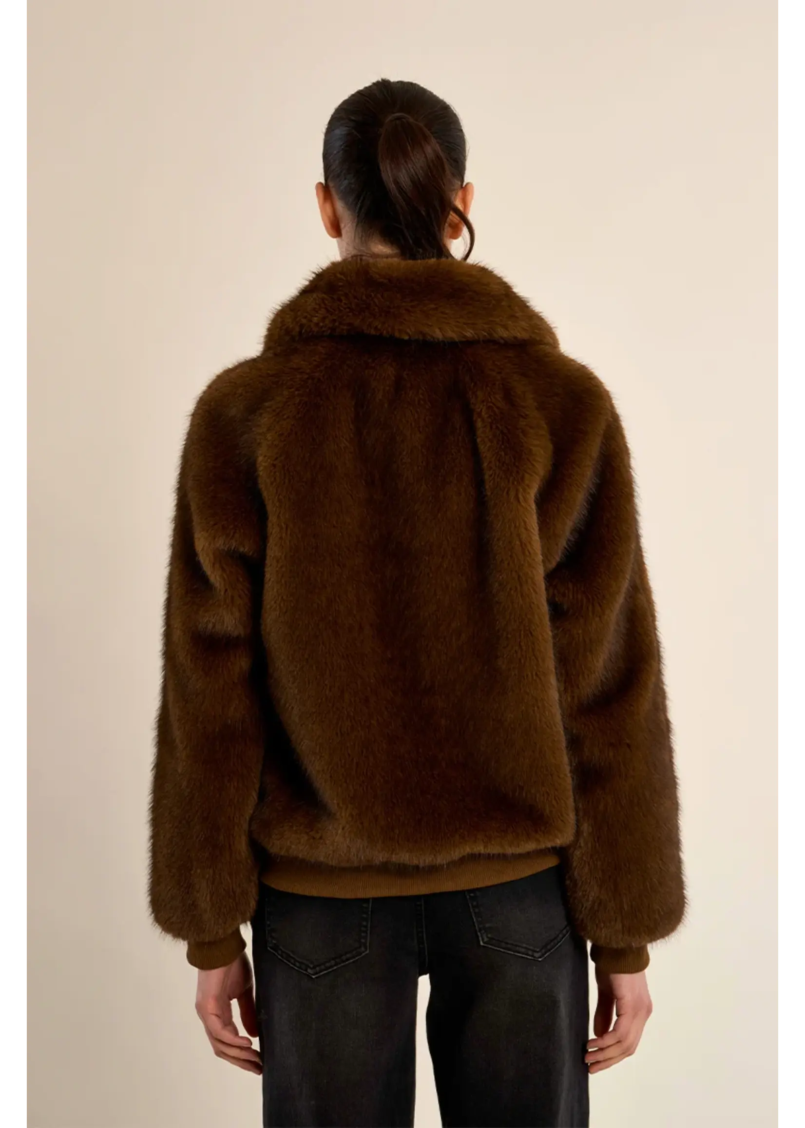 Molly Bracken Textured Jacket With Imitation Fur - P1813BEH