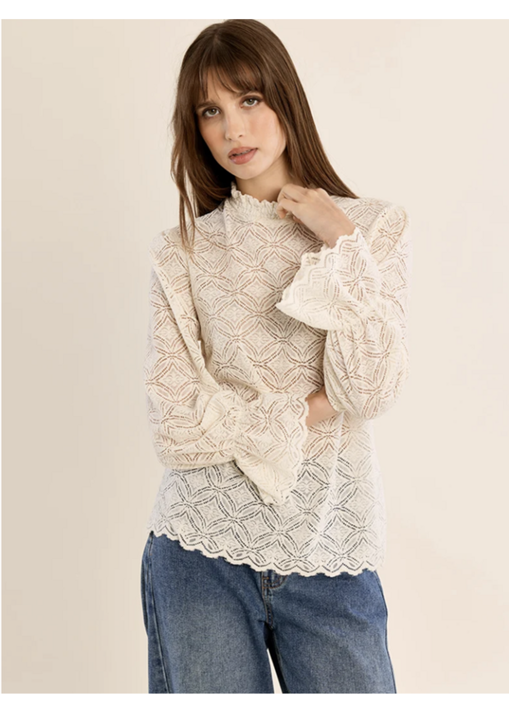 Molly Bracken Straight Blouse in Semi Transparency - P1901EH