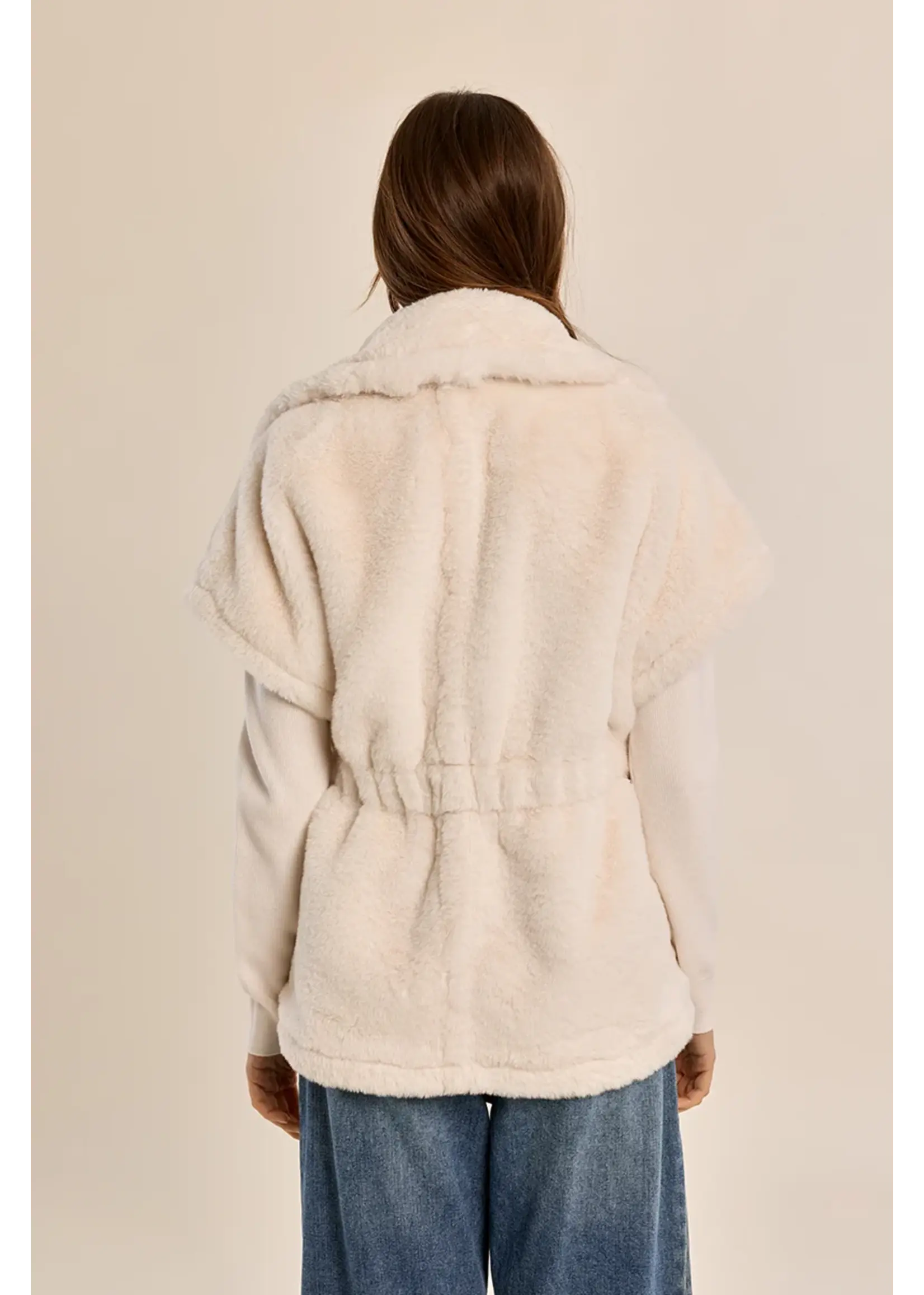 Molly Bracken Belted Faux Fur Sleeveless Jacket - HA109BEH