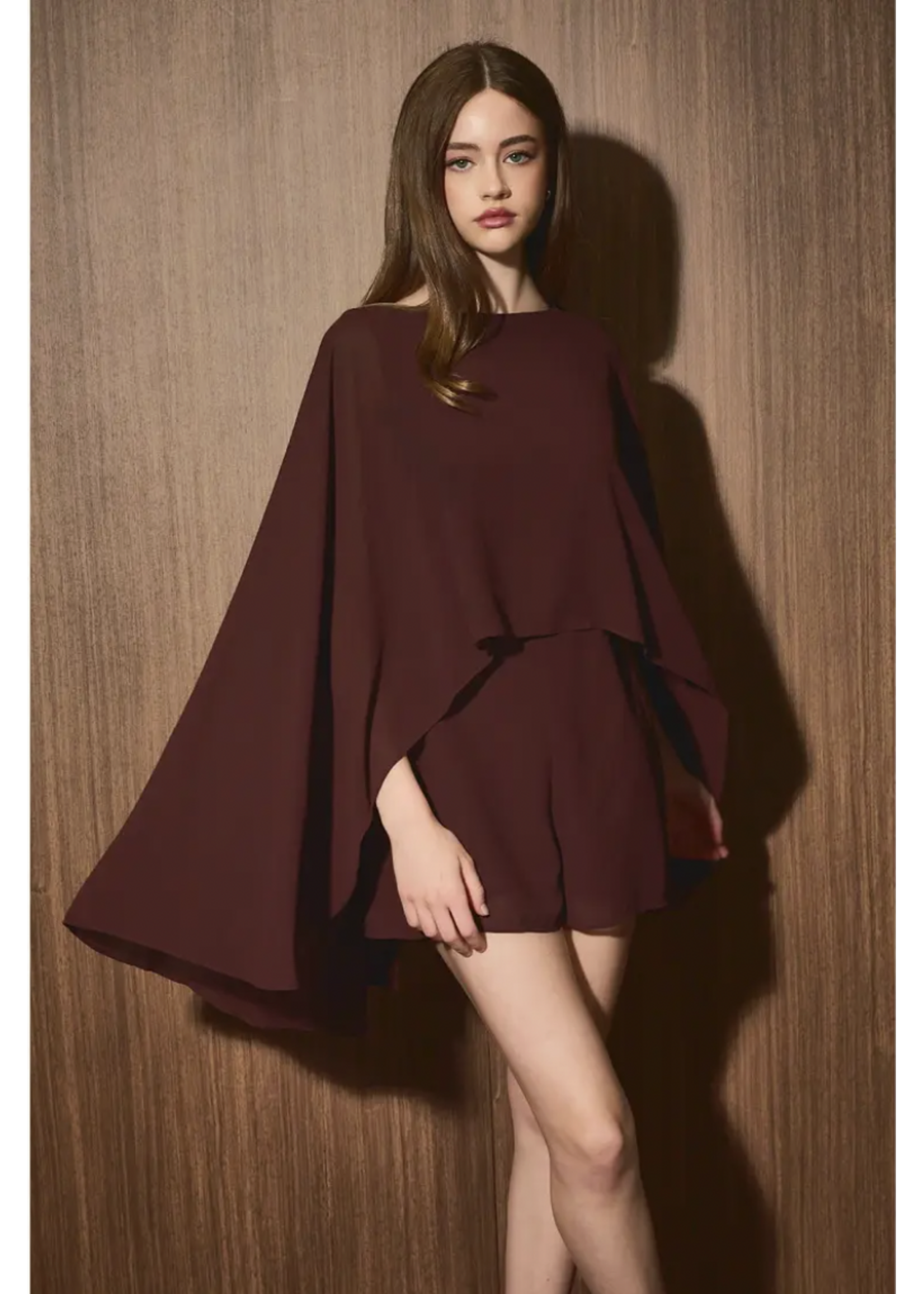 Le Lis Cape Chiffon Romper - PM7593