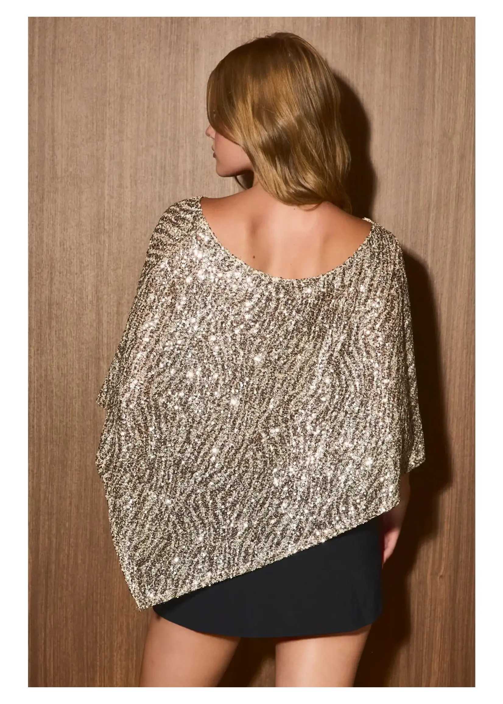 Le Lis Animal Print Sequined Poncho Top - PT7590-3