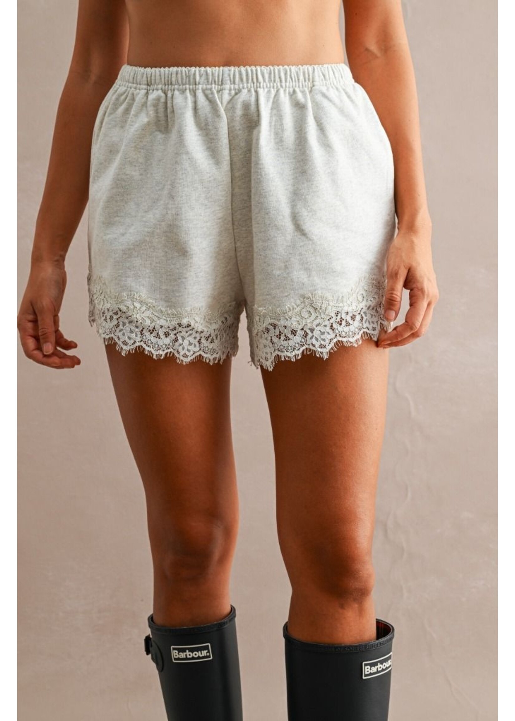 Luvee French Terry Lace Trim Shorts - LP6129