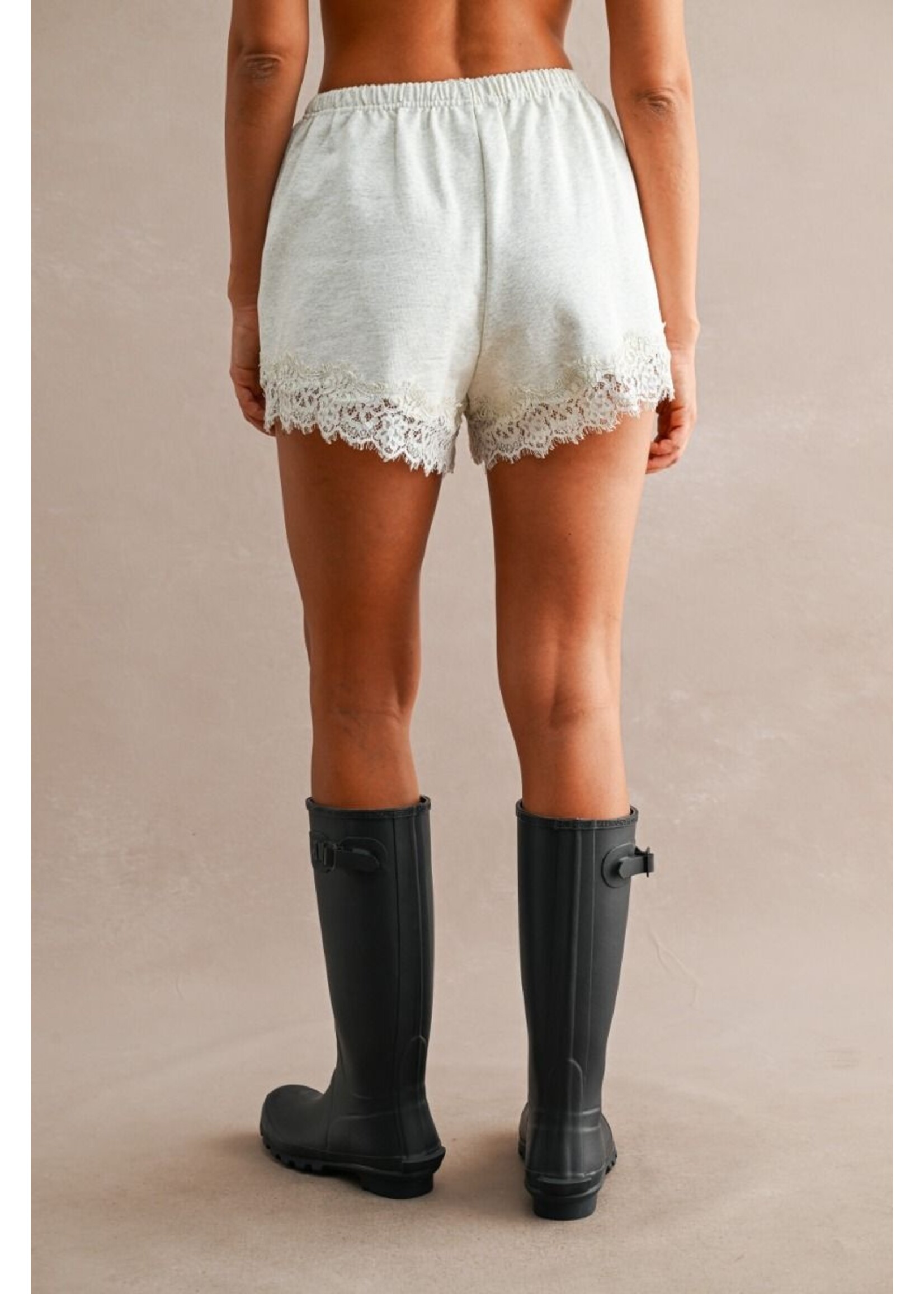 Luvee French Terry Lace Trim Shorts - LP6129