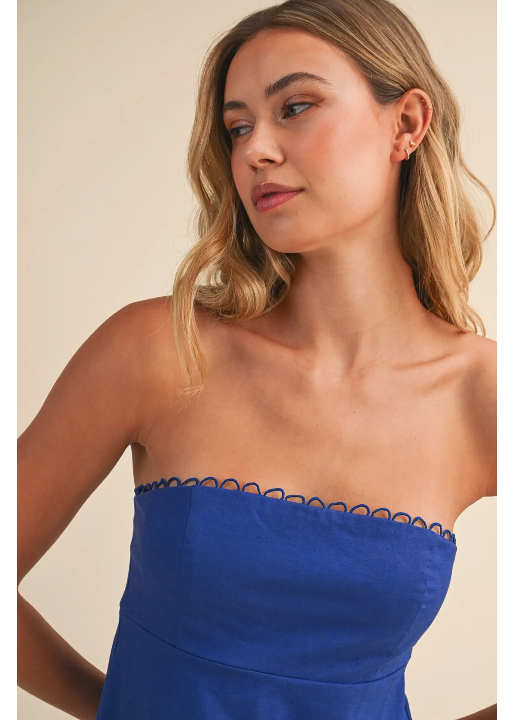 Klesis Linen Embroidered Maxi Dress - ID10248