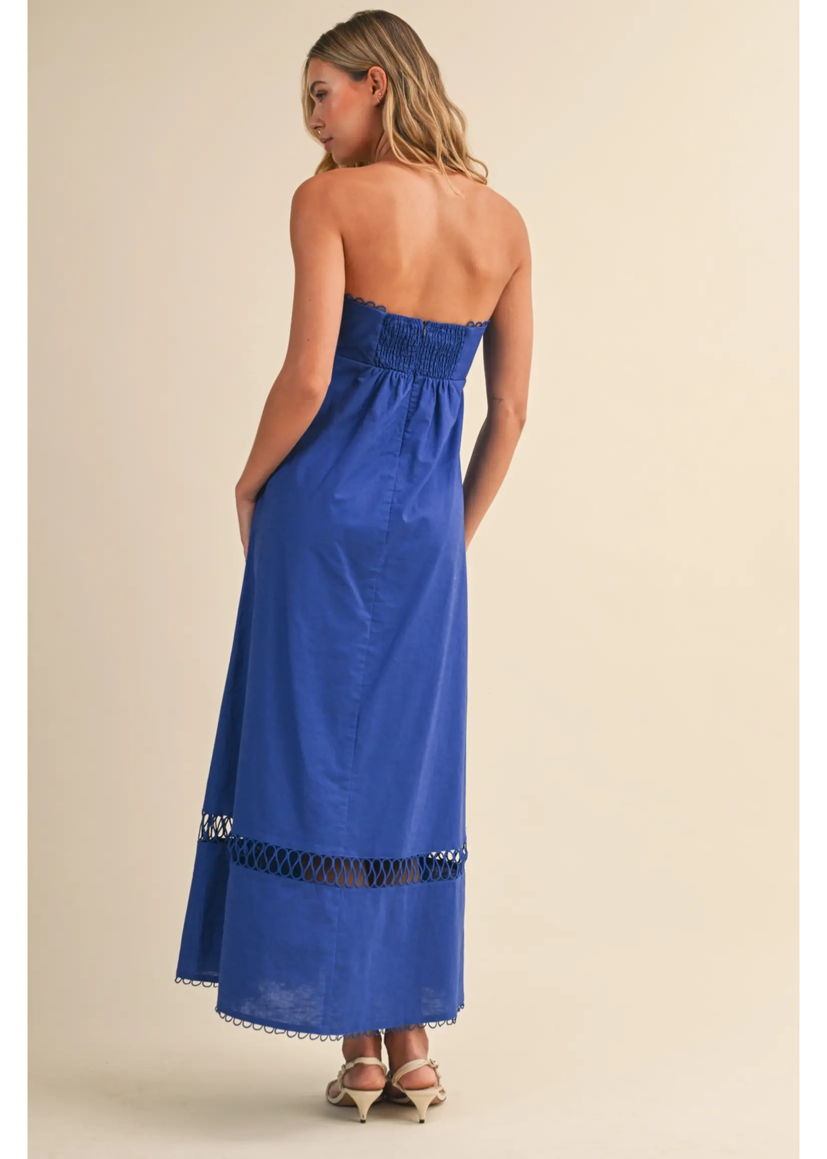 Klesis Linen Embroidered Maxi Dress - ID10248
