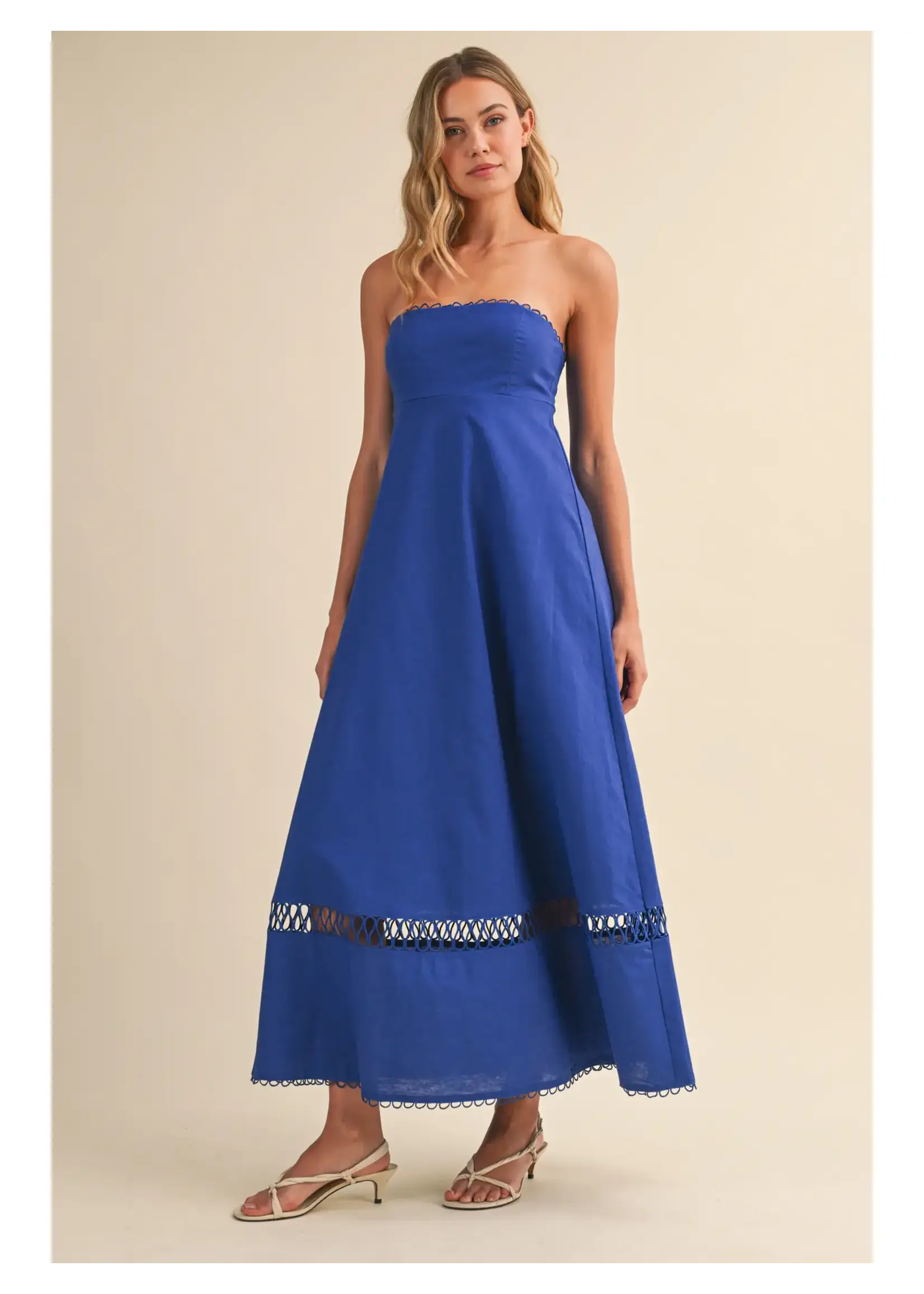 Klesis Linen Embroidered Maxi Dress - ID10248