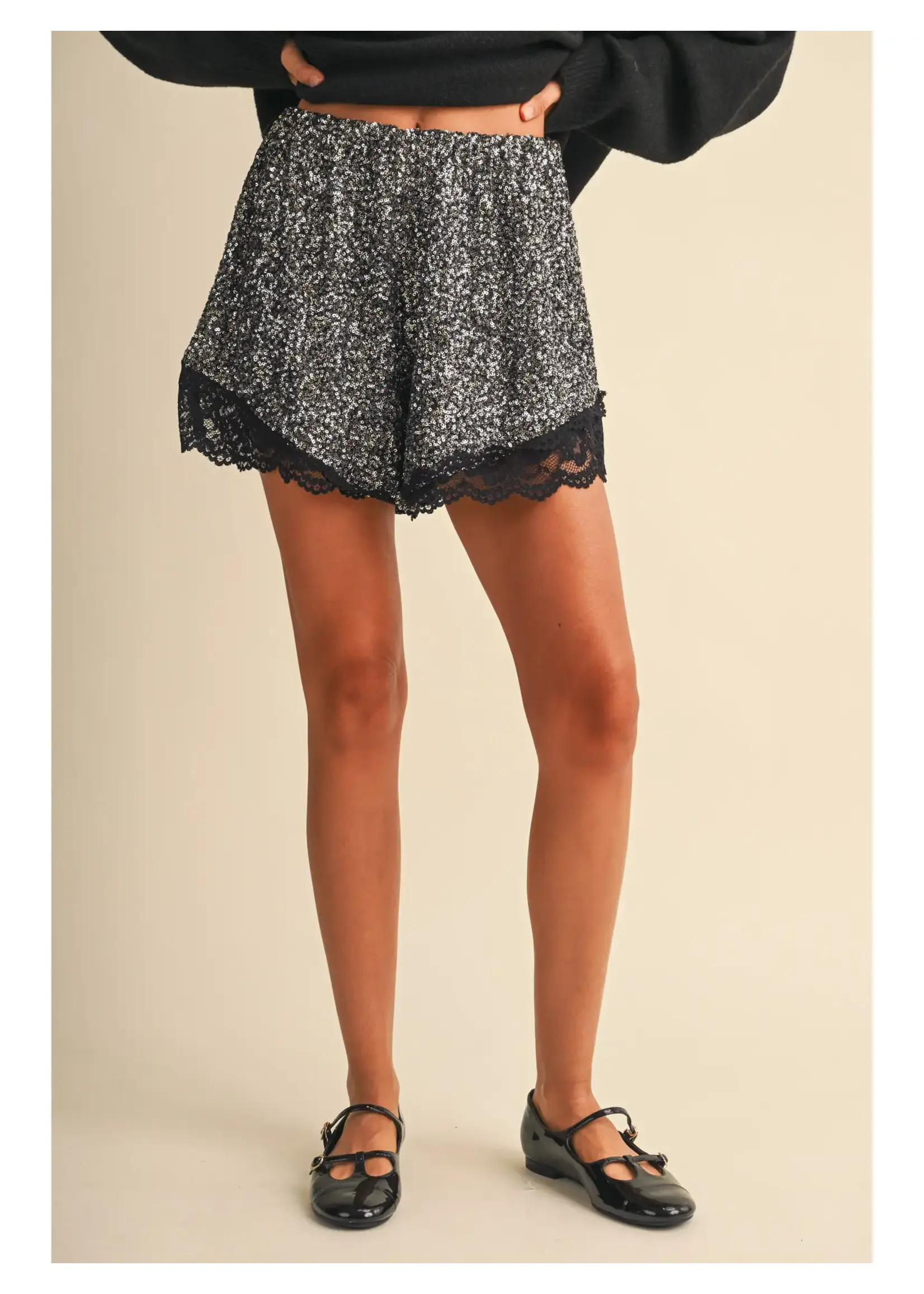 Klesis Sequin Lace Trim Shorts - IP1543-A