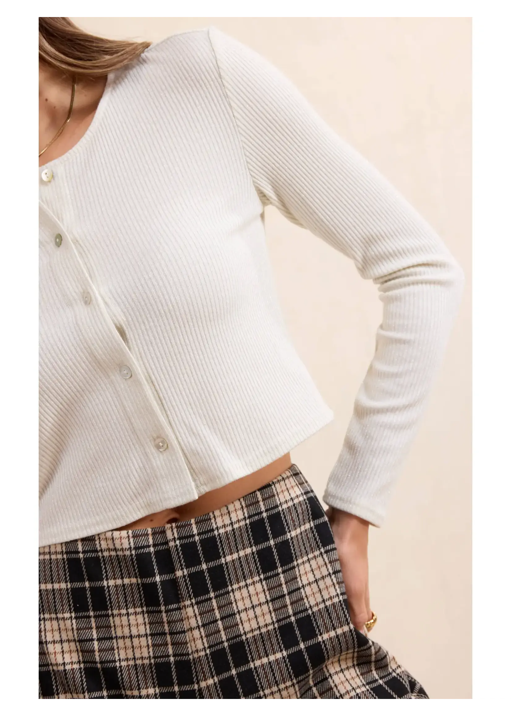 Sadie & Sage First Toast Ribbed Button Top - AJ4201