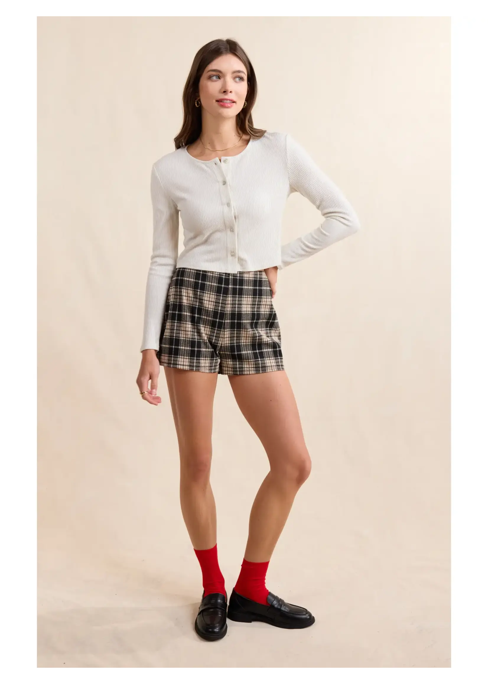 Sadie & Sage First Toast Ribbed Button Top - AJ4201