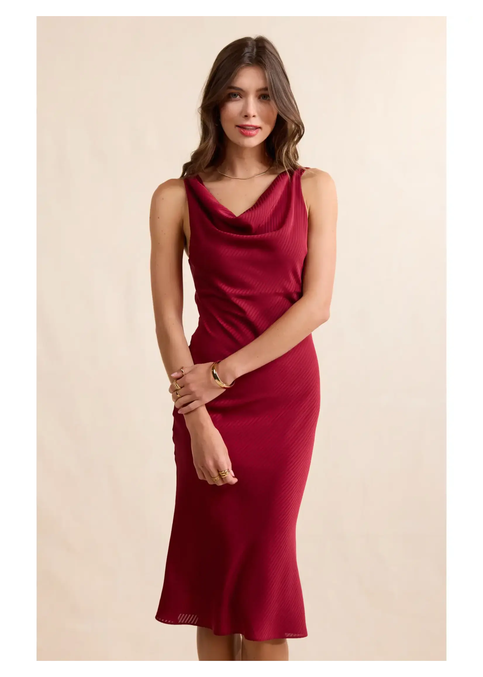 Sadie & Sage Inner Circle Cowl Neck Midi Dress - AJ4321