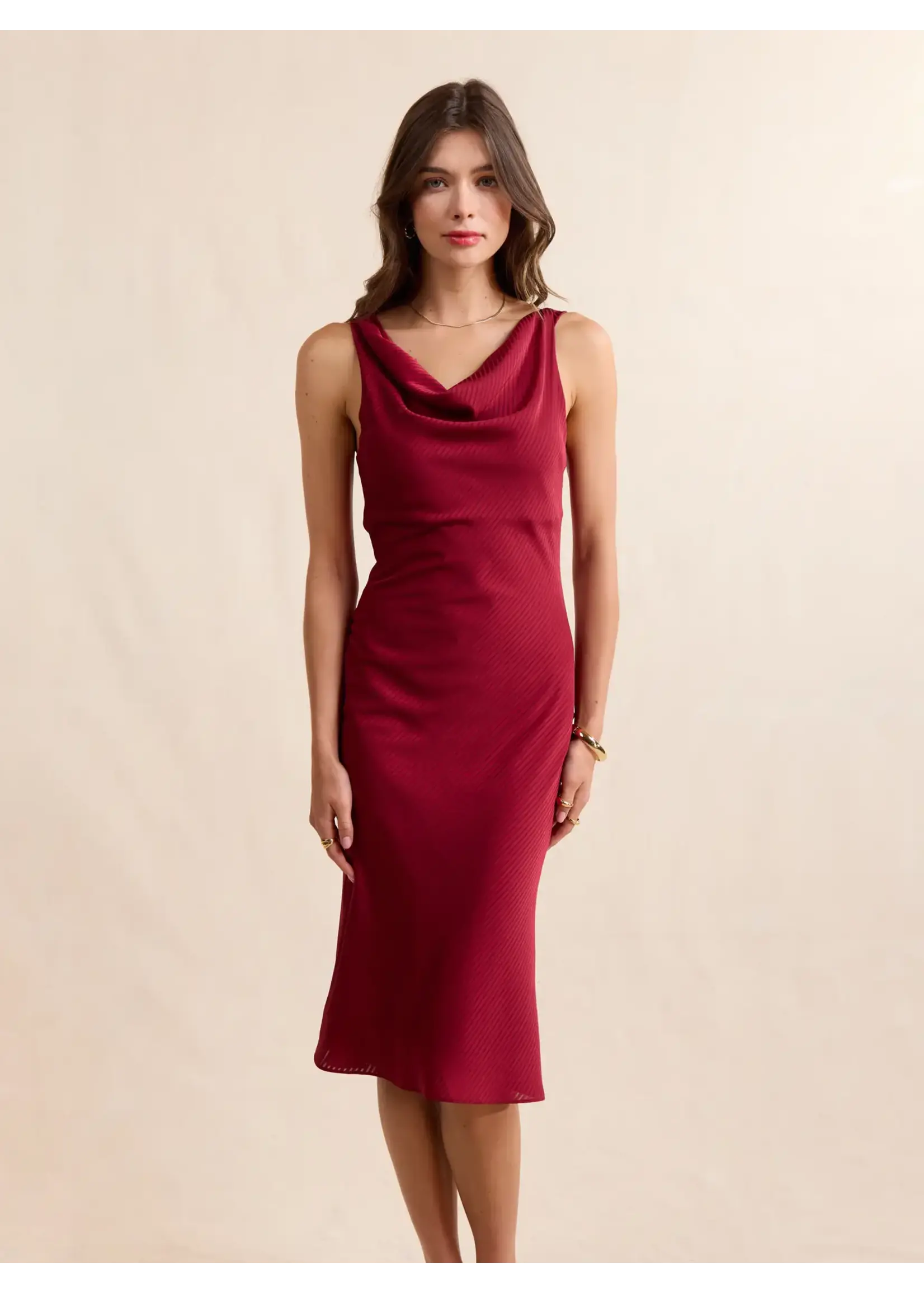 Sadie & Sage Inner Circle Cowl Neck Midi Dress - AJ4321