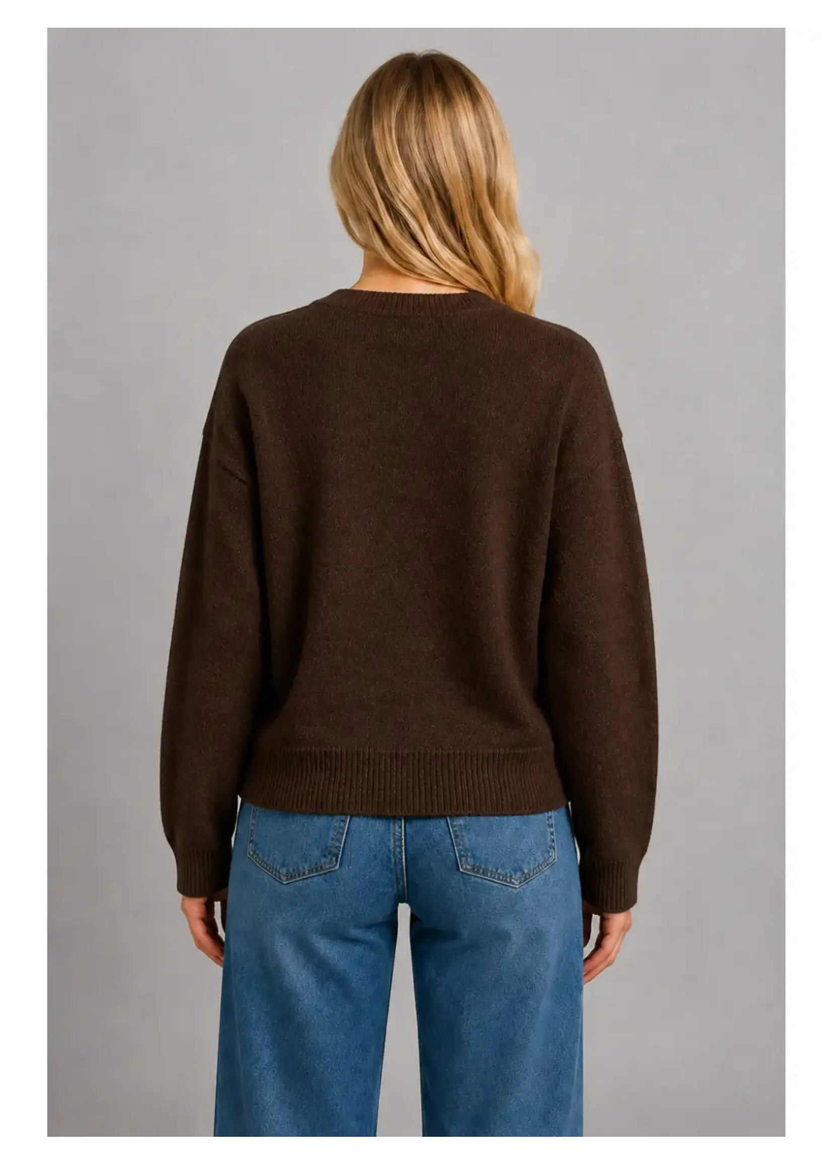 Dreamers Ribbon-Bow Fawn Motif Sweater - CC3848-B