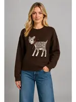 Dreamers Ribbon-Bow Fawn Motif Sweater - CC3848-B