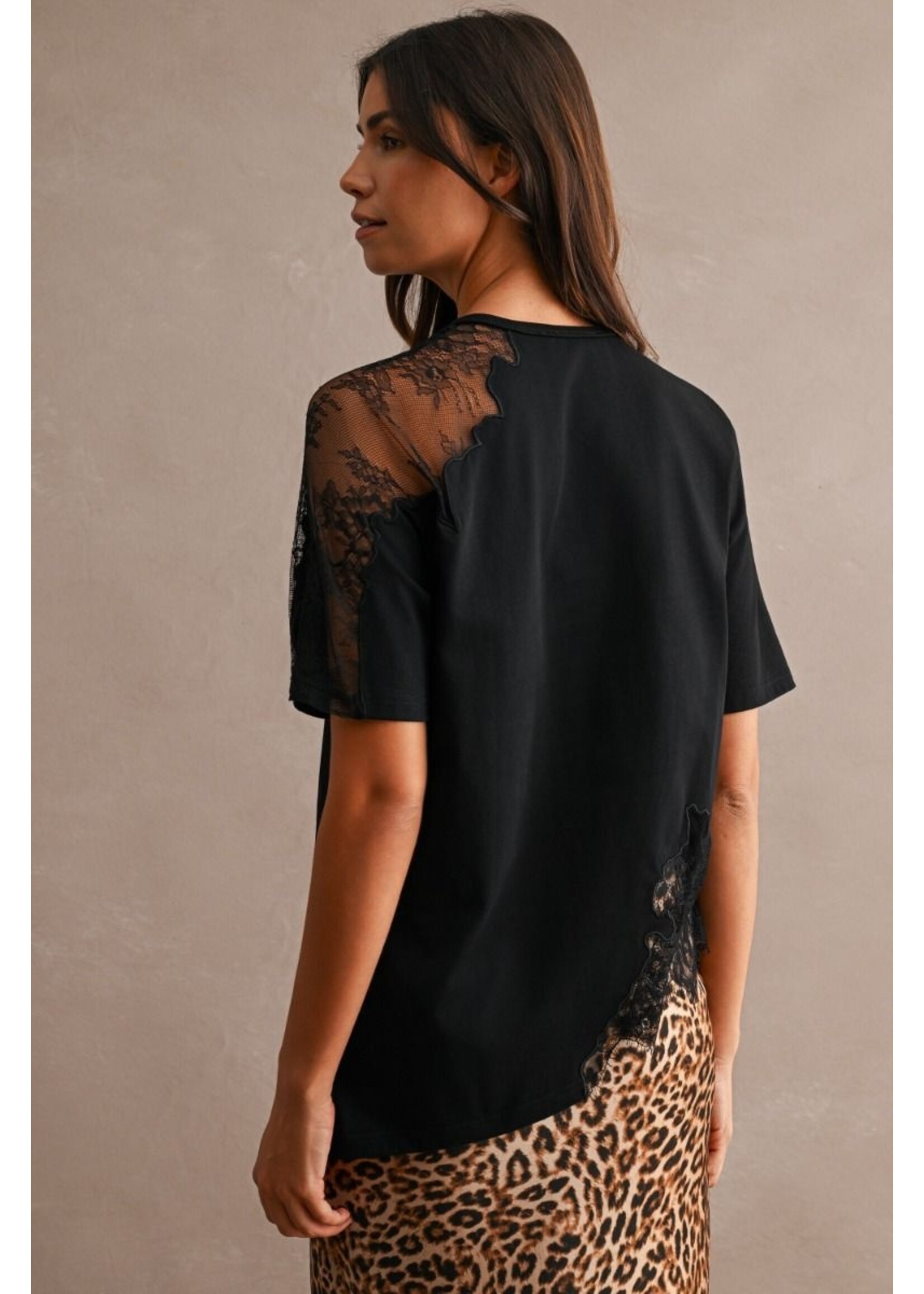 Luvee Asymmetric Lace Mix Top - LT1185