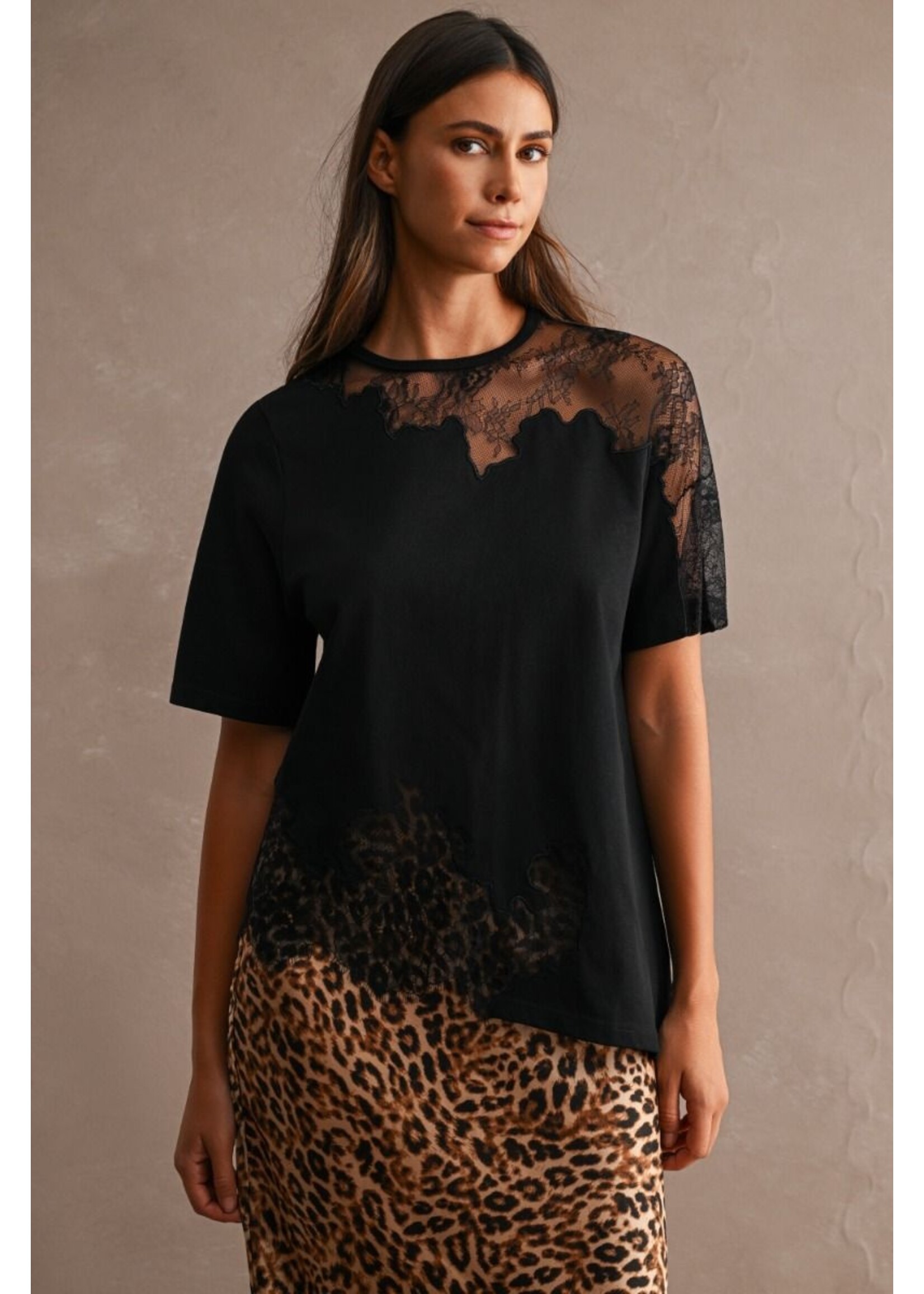 Luvee Asymmetric Lace Mix Top - LT1185