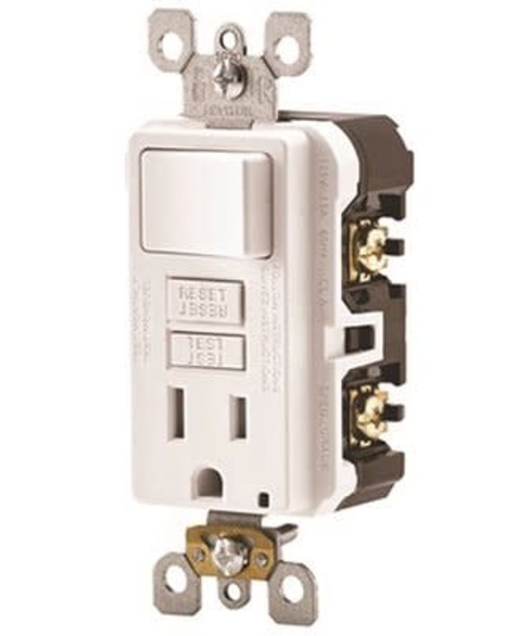 Leviton White 15 Amp 125-Volt 2-Pole Tamper-Resistant Combo GFCI Receptacle Switch