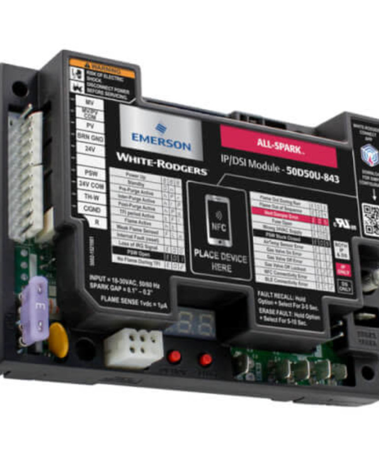 DiversiTech All Spark Universal Intermittent Pilot/Direct Spark 24V Ignition Module. Integrated NFC For Setup/Diagnostics Using W-R Connect App.