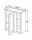 Evercraft Cabinetry Shaker Gray - Wall Blind Corner Cabinet - 27"W x 30"H x 12"D - 1D -2S