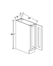 Evercraft Cabinetry Shaker White - Base Tray - 9"W X 24"D X 34-1/2"H With 1 Door