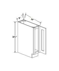 Evercraft Cabinetry Base 9W - 1 Full Height Door 1 Shelf