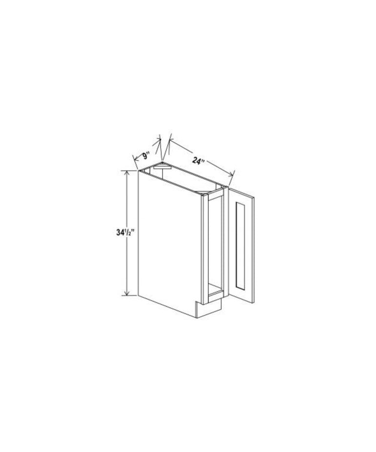 Evercraft Cabinetry Shaker White - Base Tray - 9"W X 24"D X 34-1/2"H With 1 Door