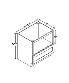 Evercraft Cabinetry Shaker White - Microwave Base Cabinet - 30"W X 34-1/2"H X 24"D