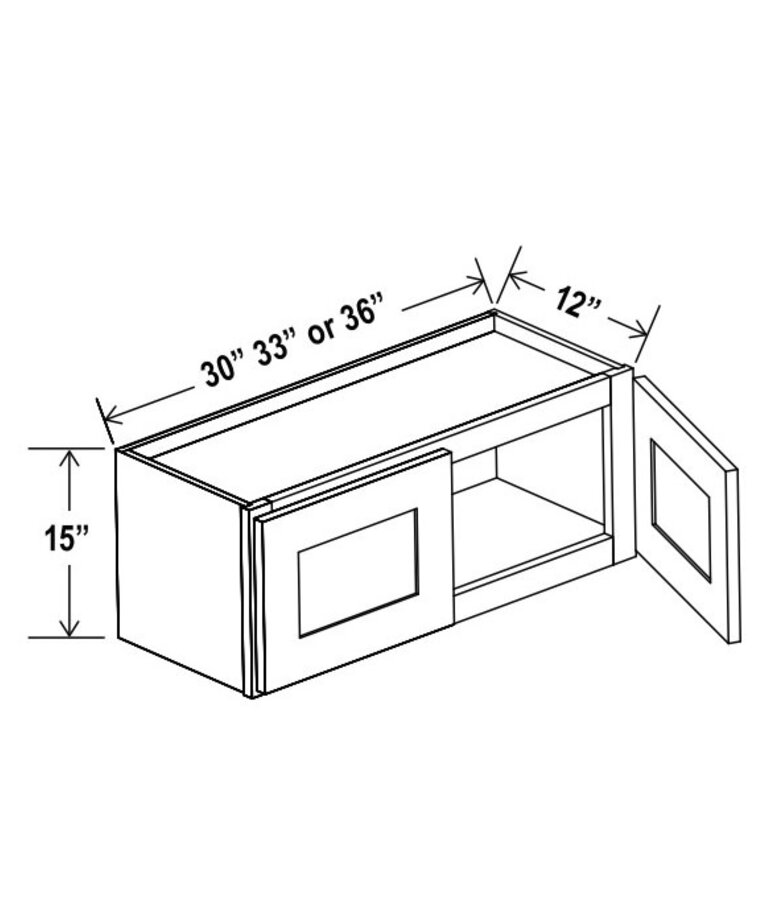 Evercraft Cabinetry Shaker Gray Wall 36W x 15H - 2 Door