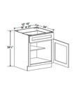 Evercraft Cabinetry Shaker White Base 15W - 1 Drawer 1 Door 1 Shelf