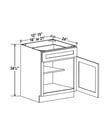 Evercraft Cabinetry Shaker White - Base Cabinet Single Door - 21"W X 24"D X 34-1/2"H With 1 Door, Drawer And Shelf