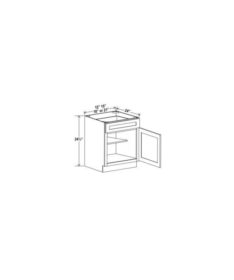 Evercraft Cabinetry Shaker White Base 21W - 1 Drawer 1 Door 1 Shelf