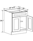 Evercraft Cabinetry Shaker White Base 24W - 1 Drawer 2 Door 1 Shelf