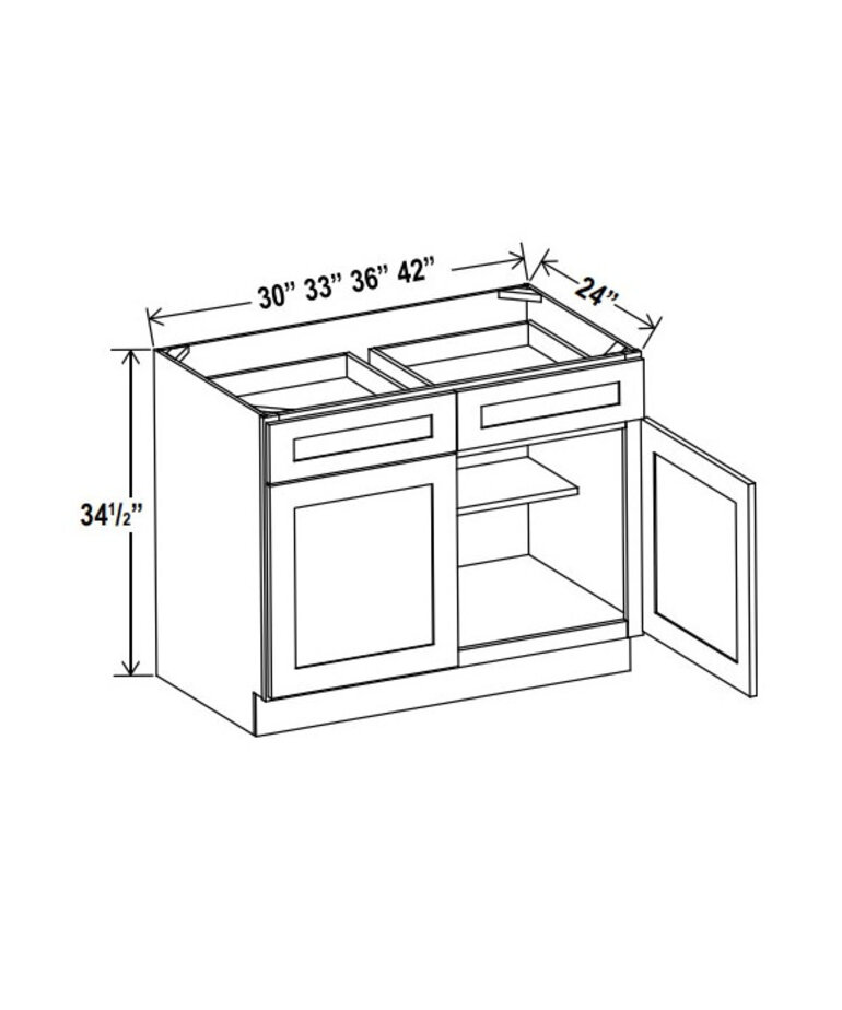 Evercraft Cabinetry Shaker White Base 30W - 1 Drawer 2 Door 1 Shelf