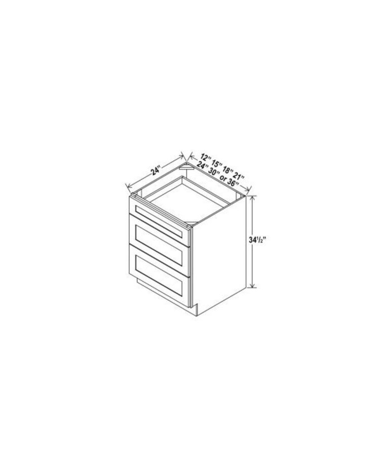Evercraft Cabinetry Shaker White Base 21W - 3 Drawers